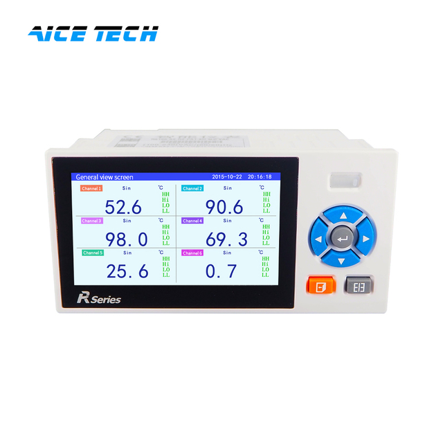 Aice Tech Customizable Color Paperless 4.3" LCD 0.2% Precision Multi-Channel Chart Recorder RS232C/RS485 Communication for