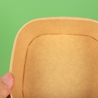 Emballage alimentaire biodégradable, jetable, réutilisable, en papier kraft, carré, pour salade, à emporter, avec couvercle
