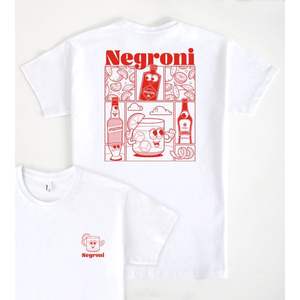 Negroni T-Shirt White Red <b>Print</b> <b>Cocktail</b> Design Unisex Adult Size - Product Image 1