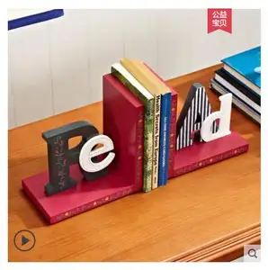 Modern cute study bookcase office crafts ornament book bookend read shape wooden bookends for home