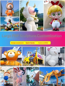 Esculturas de Fibra de Vidrio Personalizadas de Gran Tamaño, Personajes de Animales de Dibujos Animados, Decoraciones de Jardín al Aire Libre de Acero Inoxidable con Temática de IP - Product Image 4