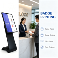 Kiosque interactif avec écran blanc de 43 pouces, affichage 4K UHD, 20 points tactiles, base en forme de S pour la navigation dans les centres commerciaux - Système d'exploitation Windows