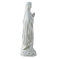 Statue élégante en résine de la Vierge Marie blanche avec pose de prière et chapelet, cadeau religieux pour les fidèles catholiques chrétiens