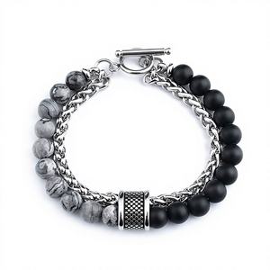 1PC Alloy ID <b>Bracelet</b> <b>Cute</b> Trendy Retro Niche Design Minimalist Style Hip-Hop Unisex Party Fashion Beaded - Product Image 2