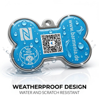 Etiquetas NFC para Mascotas y Etiquetas RFID para Perros con Diseño Mini, Marco Metálico Impermeable para Todas las Tallas de Mascotas