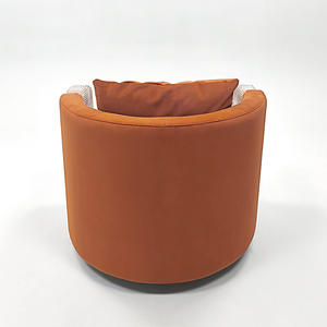 Fauteuil pivotant contemporain en velours orange avec accoudoirs hauts pour salon et appartement, vente en gros d'usine chinoise - Product Image 5