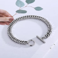 Chaîne faite à la main bijoux en acier inoxydable gros rue tendance titane acier OT boucle chaîne végétarienne bracelet cubain DMB 424