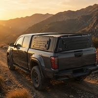 Hardtop noir pour Ute double cabine avec fenêtres à persiennes, plateforme de toit, portes à ailes de mouette, étanche pour Hilux OEM ODM