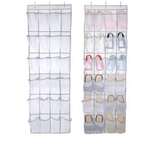 24 Pocket Nylon Mesh Fabric Over the Door Hanging <b>Shoe</b> Organizer <b>Holder</b> Storage for <b>Shoes</b> Cleaning Supplies - Product Image 1