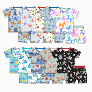 Großhandel OEM Bambus Kinder-Loungewear Zweiteiliges Set mit Seitenverschluss Weicher Atmungsaktiver Strampler Pyjama für Jungen und Mädchen - Product Image 1