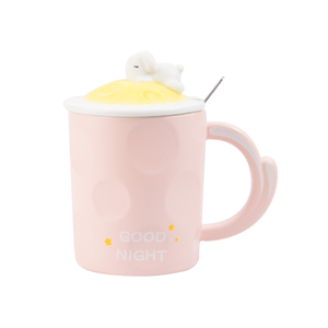Mug en céramique Lapin Mignon avec couvercle et cuillère, Tasse à café créative pour couple, pour femme, idéal pour les fêtes, capacité 390 ml, compatible lave-vaisselle et micro-ondes - Product Image 5