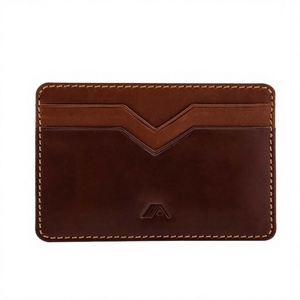Porte-cartes de crédit en cuir véritable fait main, style tendance, sans fermeture - Product Image 3