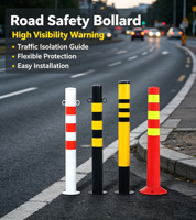 Poteau de signalisation de stationnement réfléchissant en plastique flexible à rebond, équipement de sécurité routière, vente chaude