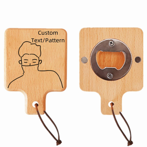 Flaschen öffner Magnetic Manual Cartoon Muster Buche Holz Hänge loch Kühlschrank Magnet Bier öffner Küchen helfer - Product Image 2