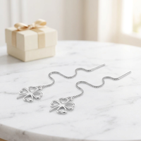 Anting Perak Sterling EX08 925 Model Lingkaran, Anting Benang Perak Modis, Perhiasan Wanita Grosir