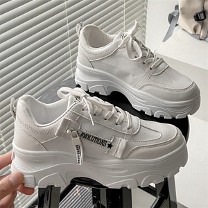 Nouvelles baskets décontractées à lacets pour filles, à semelle épaisse, à bout rond, pour le printemps - Product Image 2