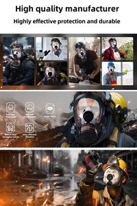 Masker Gas wajah penuh silikon, pelindung keselamatan pribadi masker kimia industri dengan filter peralatan pelindung diri - Product Image 6