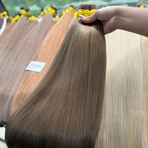 ผมต่อแบบดิบๆชาวเวียดนามผมมนุษย์ขนาด100กรัมแพลทินัมสีน้ำตาลทองอ่อนขนาด60ซม. - Product Image 1