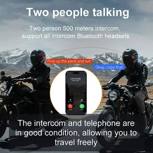 Fone de ouvido Bluetooth para capacete de motocicleta, fone de ouvido com interfone para capacete de motociclistas 500M 2 e sistemas de comunicação com qualidade de som e ruído CVC