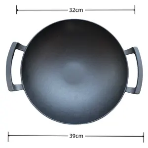 Factory Direct Cast Iron Wok Double-ear Wok Chinese Wok Non-stick Cookware Outdoor Tableware