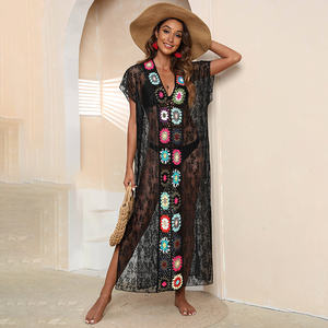 Vente en gros 2025 robe de <span class=keywords><strong>plage</strong></span> d'été Sexy dentelle transparente à manches longues ouvert devant femmes <span class=keywords><strong>Kimono</strong></span> Cardigan vêtements de <span class=keywords><strong>plage</strong></span> couvrir - Product Image 2