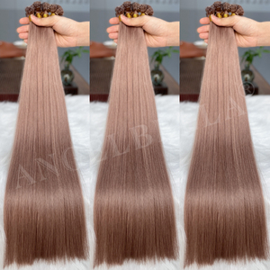 Großhandel 100% Remy Keratin Echthaar-Extensions 12A Doppelt Gezogen <span class=keywords><strong>Kinky</strong></span> Style 8 #   Flachspitzen-Haarverlängerungen - Product Image 1