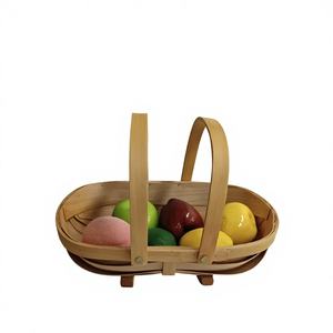 Factory Wholesale Mijin Guangxi Colorful Woven <b>Wooden</b> Trug <b>Baskets</b> Eco-Friendly Multifunction Sustainable Food Storage Handles - Product Image 1