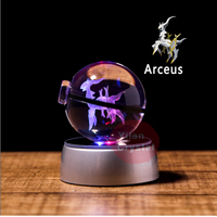 Boule Pokémon en cristal 3D laser de luxe Yilan 50mm/80mm sablée, souvenir de vacances personnalisé