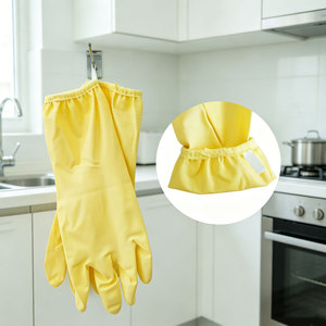 Gants ménagers réutilisables en PVC avec boucle de suspension, manchette élastique, imperméables, pour la vaisselle et le nettoyage de cuisine, sans latex - Product Image 5