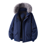 Veste à capuche pour homme personnalisable avec logo, col en fourrure, fermeture éclair et boutons, décontractée, confortable, chaude, coupe-vent et imperméable pour l'extérieur