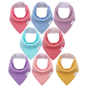 8Pack Plain Colors Baby Bibs For Drooling And Teething Bandana Bibs For Girls And Boys Unisex Soft Cotton Baby Drool Bibs