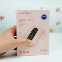 Produits tendance Nouveautés Wopow 20000mah Power Banks Centrale électrique Câble intégré Power Bank 22.5W Charge super rapide