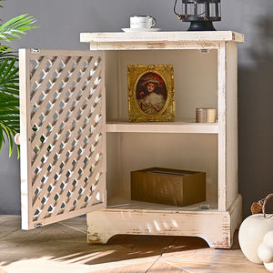 Mueble de Almacenamiento de Madera Tallada Blanco Rústico para Sala de Estar o Dormitorio, Moderno, con Puerta, para Comedor, Muebles para el Hogar, INNOVAHOME - Product Image 2