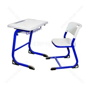 University Student Desk and Chair Set Classroom Single School Desk and Chair Wholesale Furniture
