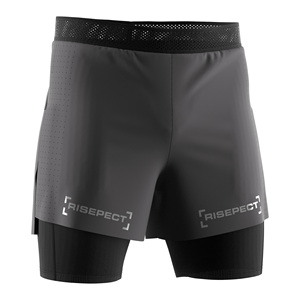 Shorts de sport pour homme découpés au laser, respirants, avec logo réfléchissant pour conditions de faible visibilité - Product Image 4