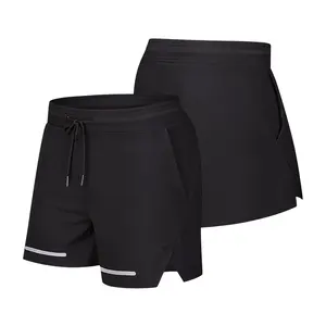 Quick Dry Athletic Shorts Men Fitness Push Up Running Shorts Side Split Reflective Shorts For Sports