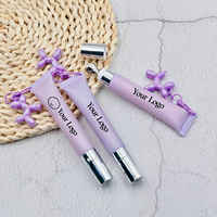 Huile à lèvres repulpante en tube souple à marque privée avec porte-clés, gloss à lèvres longue tenue changeant de couleur, huile à lèvres hydratante végétalienne