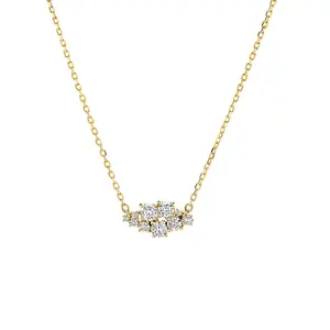 Moda lujo 925 plata esterlina cristal diamante racimo collar