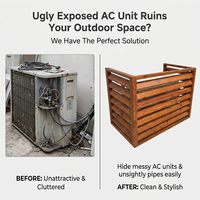 Cache-climatiseur en aluminium de haute qualité avec motif grain de bois, protection de la vie privée, pour usage extérieur