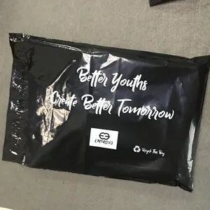 Eco-Friendly Biodegradable Commerce Express shiny black Poly Flyer Plastic Custom Printed Satchel Postage Courier Mailing Bags