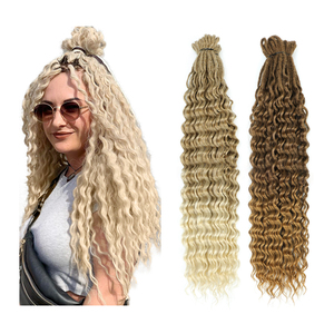 Vente en gros 24 pouces pré bouclé <span class=keywords><strong>Crochet</strong></span> cheveux 10 brins droite Boho boîte tresse Double extrémité dreads serrure extension de cheveux - Product Image 5