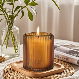 Collection d'automne de luxe de 7oz bocaux à bougies en verre noir rond Type de cylindre argile <span class=keywords><strong>umber</strong></span> noir avec couvercles pour Pâques - Product Image 6