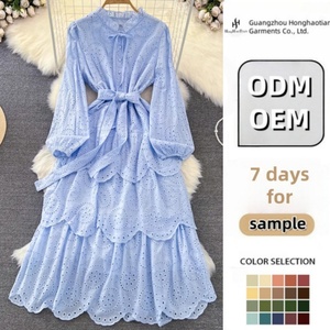 Vestido Largo Elegante Personalizado para Mujer, Estilo Línea A, Verano, Plisado, Cintura Ajustada <span class=keywords><strong>con</strong></span> Lazo, Dobladillo <span class=keywords><strong>con</strong></span> Volantes, Chifón <span class=keywords><strong>con</strong></span> <span class=keywords><strong>Encaje</strong></span> Dulce, Manga Farol, Tejido - Product Image 2