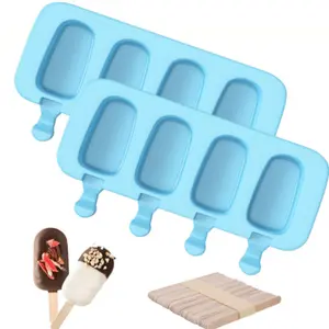 Silicone Ice Cube Cream Mold Popsicle Molds DIY Dessert Freezer Fruit Juice Pop Mould with Sticks