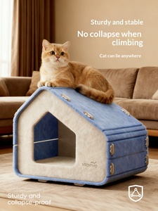 Mengwei Filz-Katzenbett für Alle Jahreszeiten, Halbgeschlossenes Haustier-Hundehaus, Kratzbaum, Sicheres Schlafnest-Modell - Product Image 2