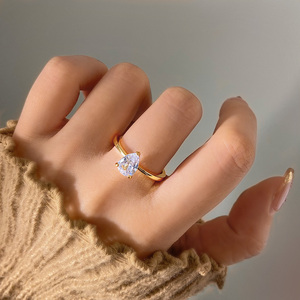 18K <b>Gold</b> Plated Pear Shape Cubic Zirconia Engagement <b>Ring</b> Women's Classic Style Jewelry - Product Image 6