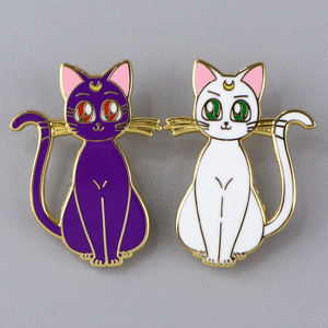 4 Phong Cách Hot Bán Tím Trắng Màu Xanh Nhật Bản Hoạt Hình Mặt Trăng Cô Gái Mèo Hợp Kim Huy Hiệu Tại Chỗ Thủy Thủ Phim Hoạt Hình Men Pin Cho Món Quà - Product Image 4