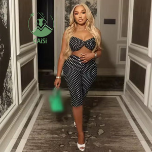 Nuovo Completo Donna alla <span class=keywords><strong>Moda</strong></span> con Stampa a Pois, Top con Spalline e Pantaloncini Sexy, Set Due Pezzi - Product Image 2