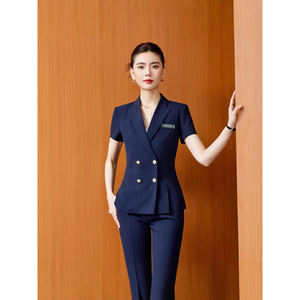 Summer Short Sleeve Work Uniforms For Jewelry Store Beautician Hotel Receptionist Professional Attire With Label Comfortable - Product Image 3