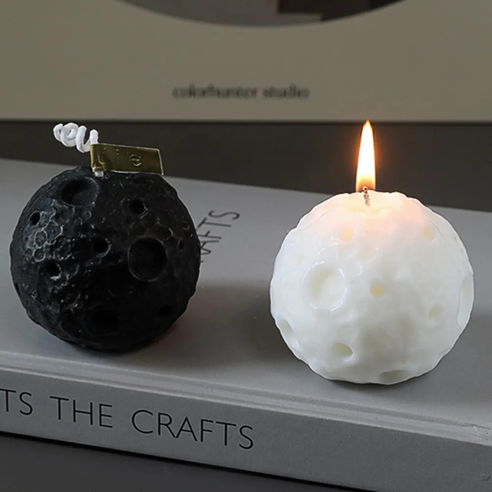 Grosir Diy Kotak Hadiah, Set Lilin Wangi Hitam Kamar Tidur Dekorasi Kreatif dengan Hadiah Tangan Lilin Bulan Bulat/
